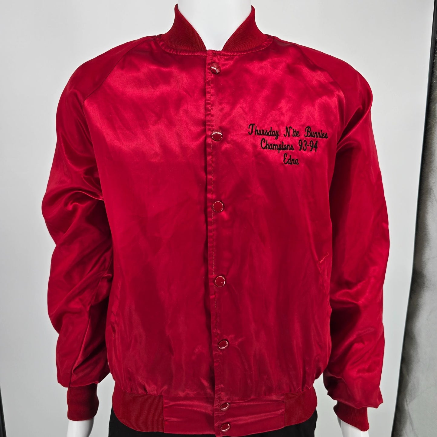 Vintage 1990s Pla-Mor Lanes Decatur Champions 93-94 Satin Bowling Jacket (L)