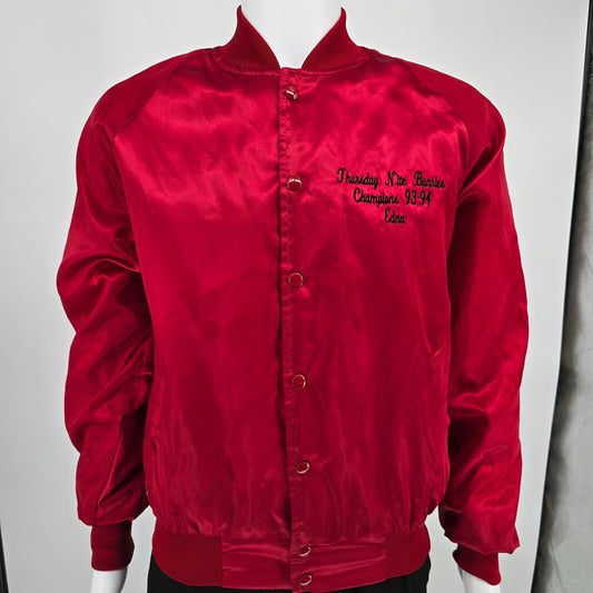 Vintage 1990s Pla-Mor Lanes Decatur Champions 93-94 Satin Bowling Jacket (L)