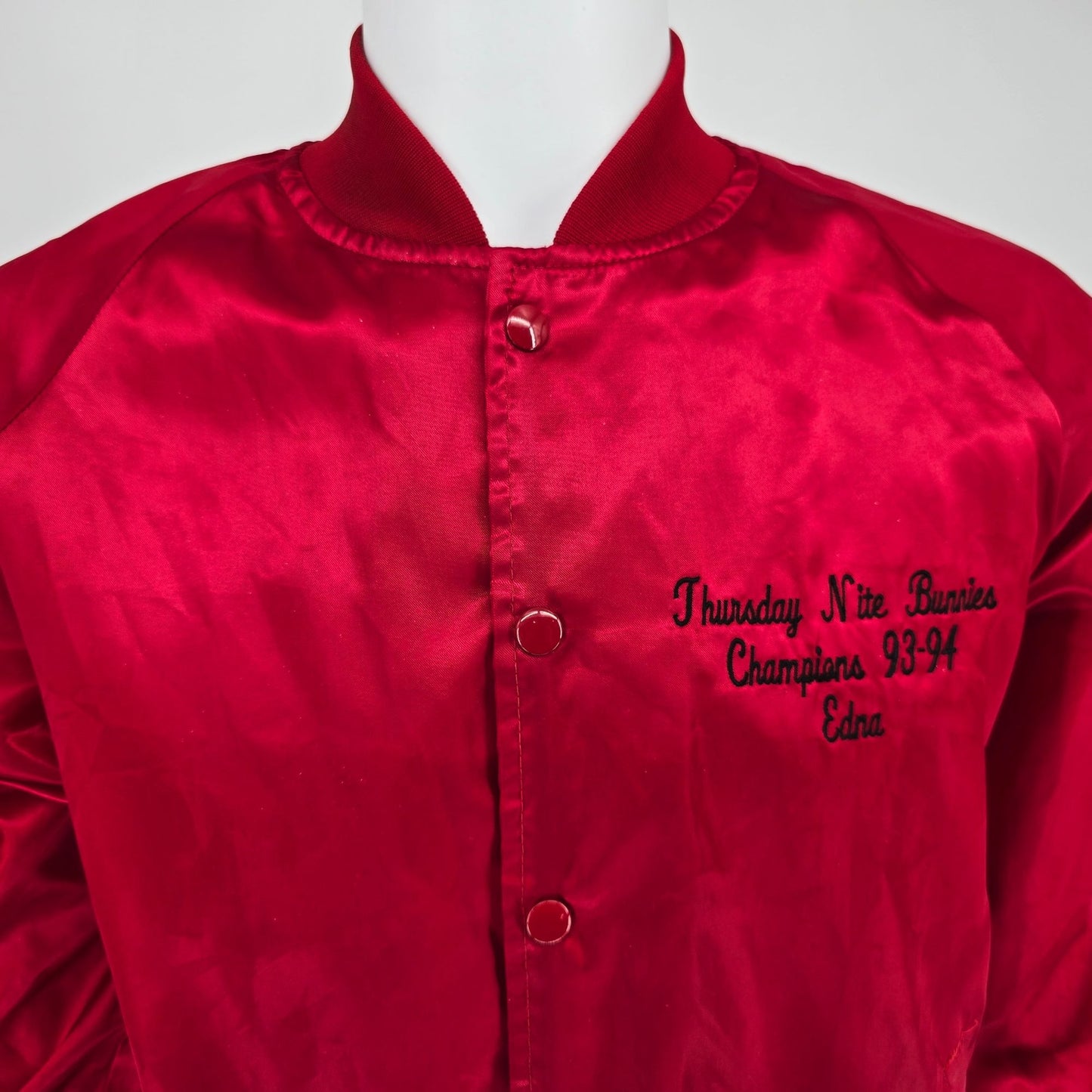 Vintage 1990s Pla-Mor Lanes Decatur Champions 93-94 Satin Bowling Jacket (L)