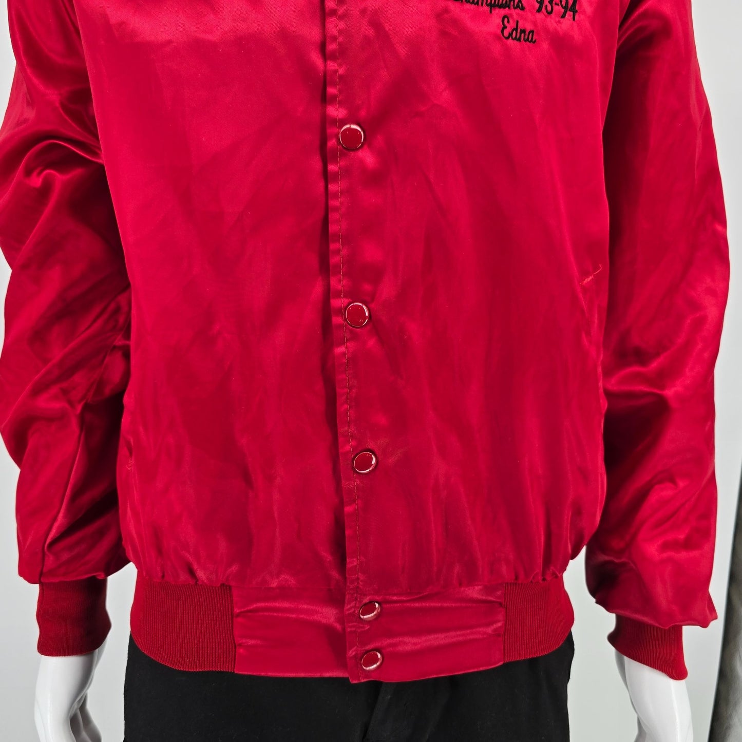 Vintage 1990s Pla-Mor Lanes Decatur Champions 93-94 Satin Bowling Jacket (L)