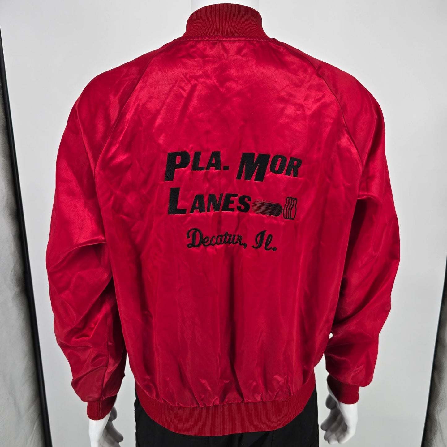 Vintage 1990s Pla-Mor Lanes Decatur Champions 93-94 Satin Bowling Jacket (L)