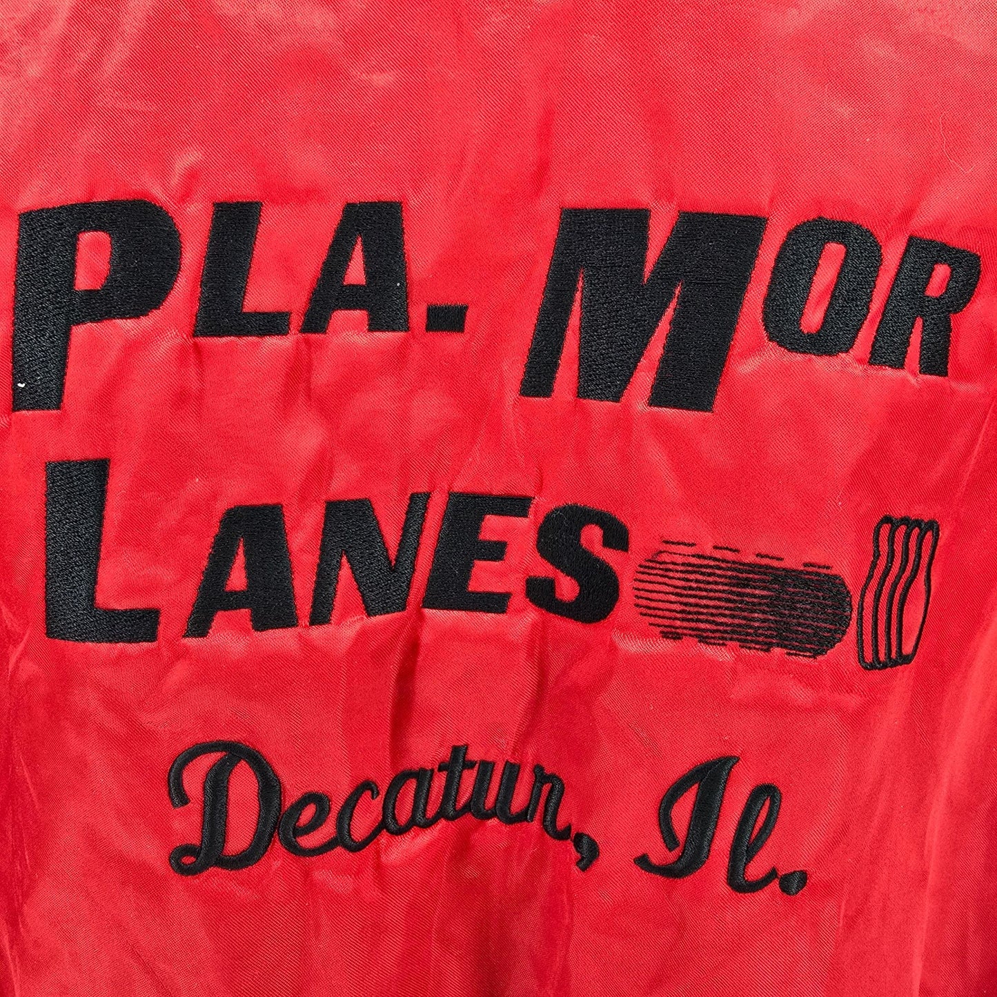 Vintage 1990s Pla-Mor Lanes Decatur Champions 93-94 Satin Bowling Jacket (L)