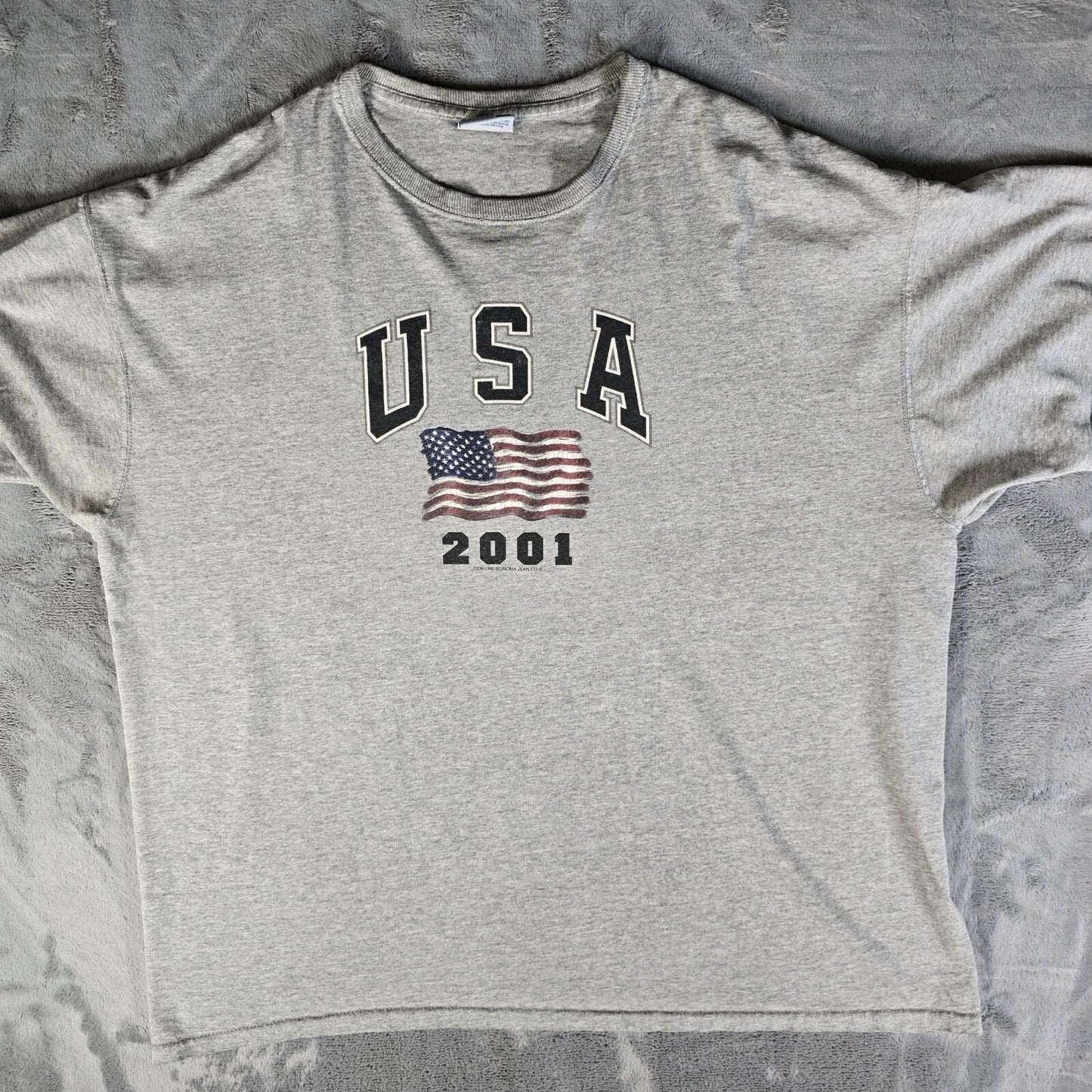 Vintage Y2K Genuine Sonoma Jean Co. USA 2001 Flag Graphic Patriotic T-Shirt -XXL