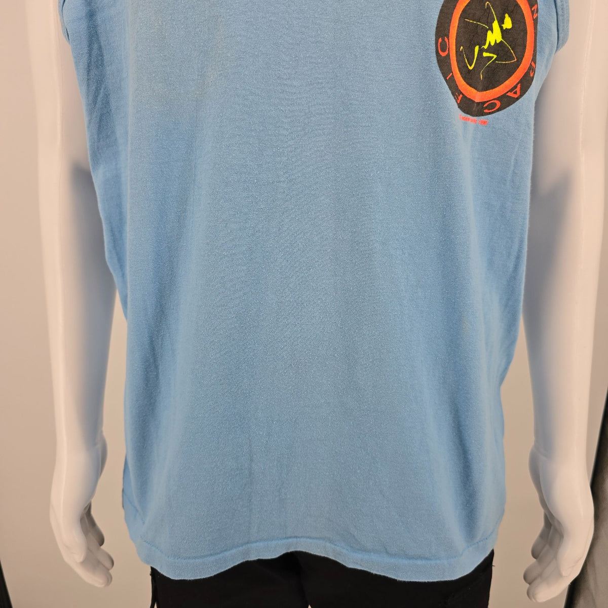 Vintage Early 1990s Ocean Pacific Embossed Neon Surfer Logo Tank Top (M)