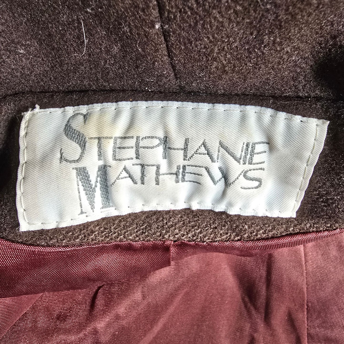 Vintage 1980s Stephanie Matthews Women's Brown Faux Fur Trim Hooded Coat (XXL)