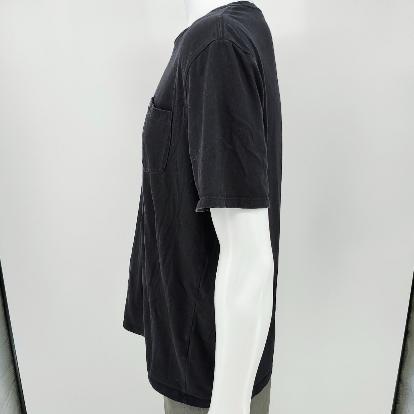 Tommy Hilfiger Men's Crew Neck Flag Logo Black Cotton  Pocket T-Shirt (Large)