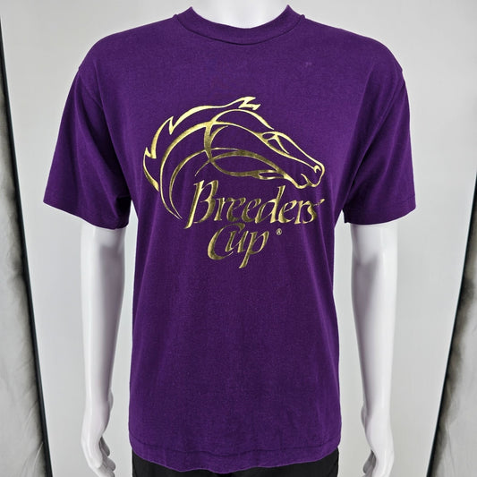 Vintage Early 1990s Screen Stars Best Breeders Cup Gold Foil Logo T-Shirt (L)