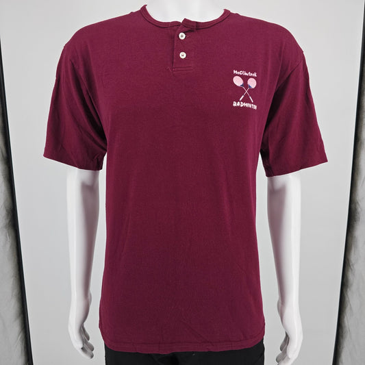 Vintage 1990s Maroon McClintock Badminton Tempe Arizona Henley T-Shirt (L)