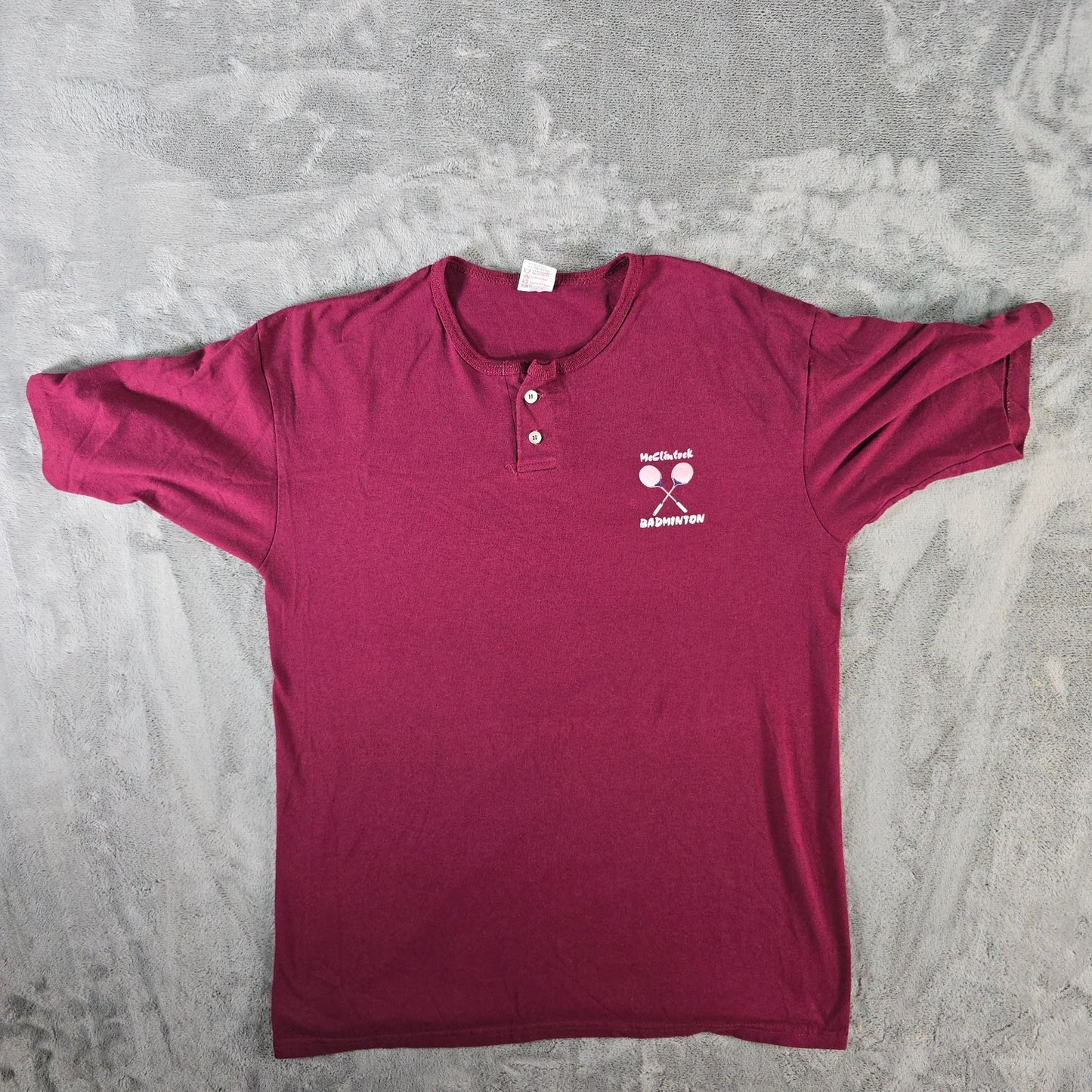 Vintage 1990s Maroon McClintock Badminton Tempe Arizona Henley T-Shirt (L)