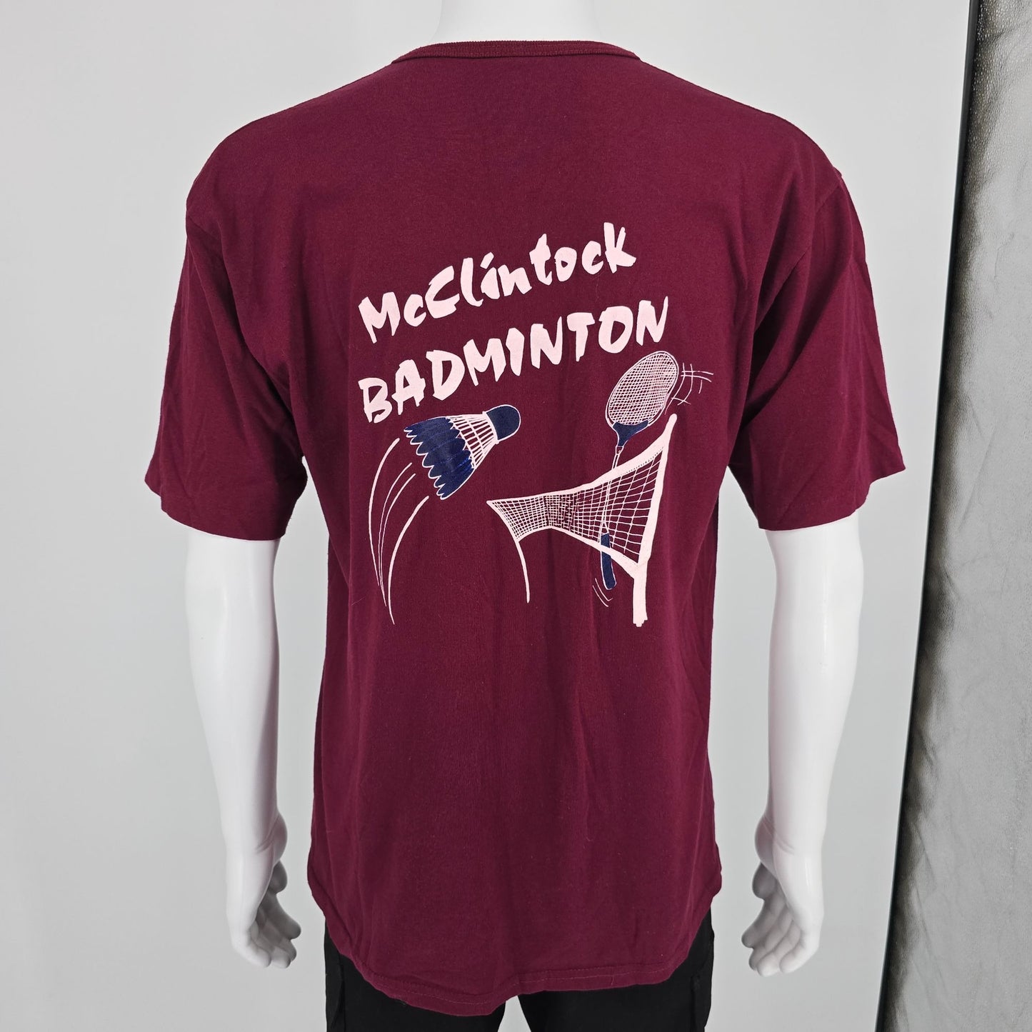 Vintage 1990s Maroon McClintock Badminton Tempe Arizona Henley T-Shirt (L)