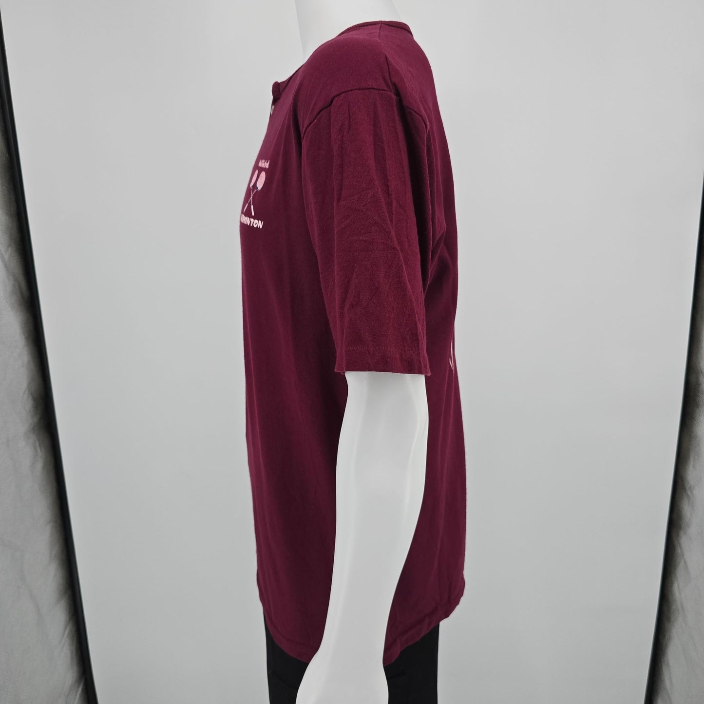 Vintage 1990s Maroon McClintock Badminton Tempe Arizona Henley T-Shirt (L)