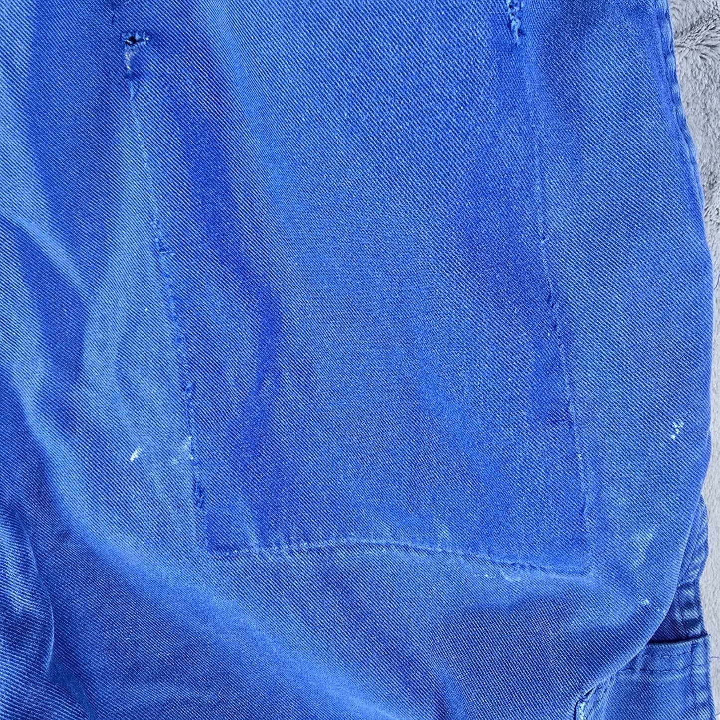 Thrashed 1970s Vetements Le Mont Carmel Blue French Workwear Shorts (32" waist)