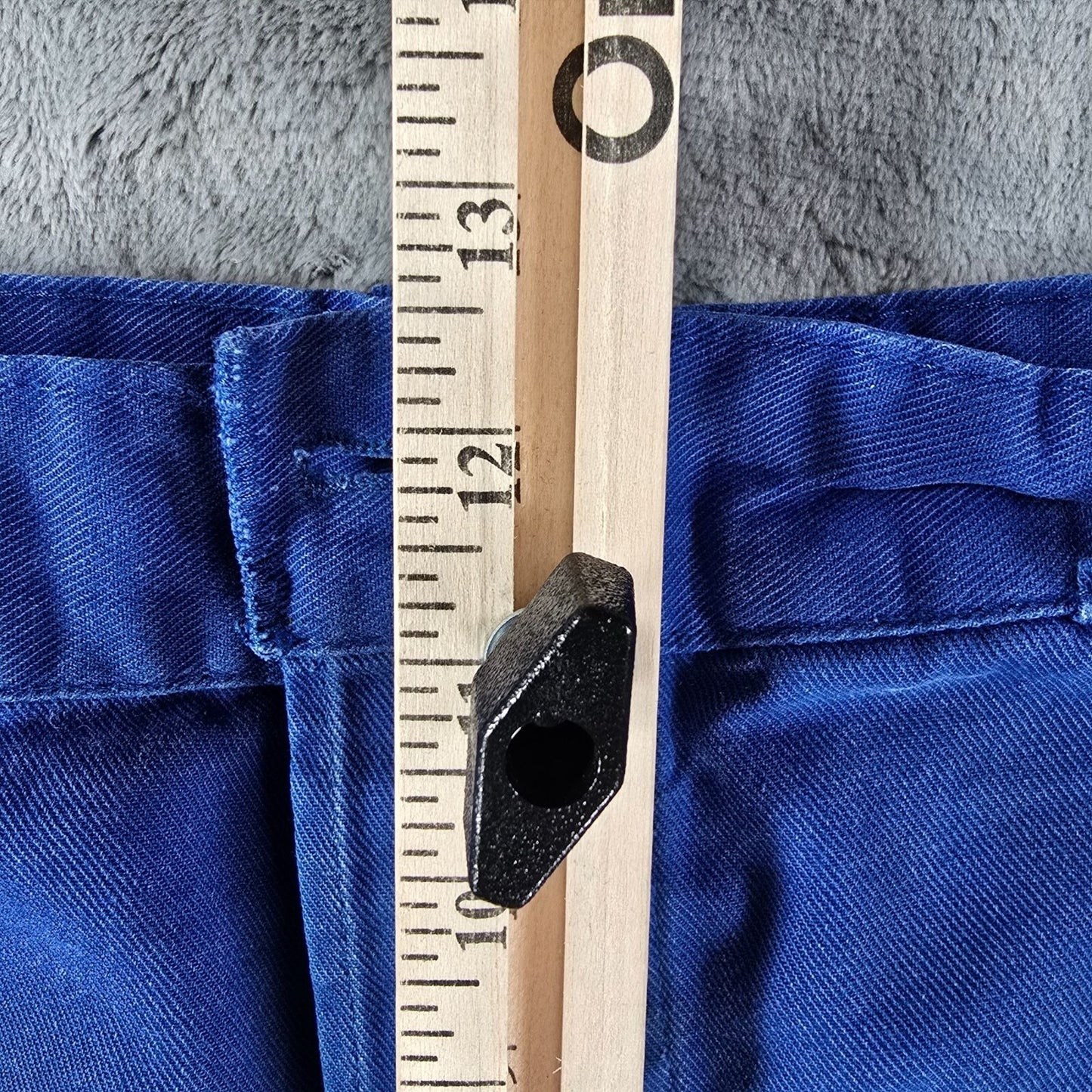 Thrashed 1970s Vetements Le Mont Carmel Blue French Workwear Shorts (32" waist)