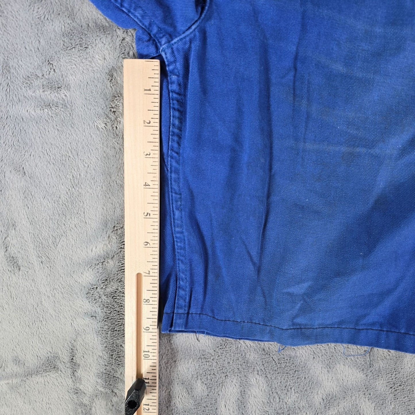 Thrashed 1970s Vetements Le Mont Carmel Blue French Workwear Shorts (32" waist)