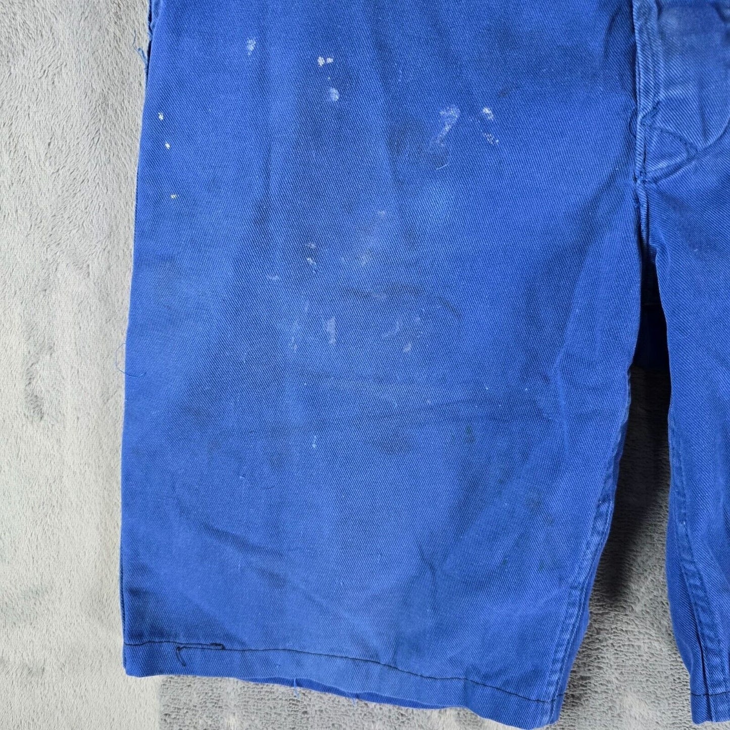 Thrashed 1970s Vetements Le Mont Carmel Blue French Workwear Shorts (32" waist)