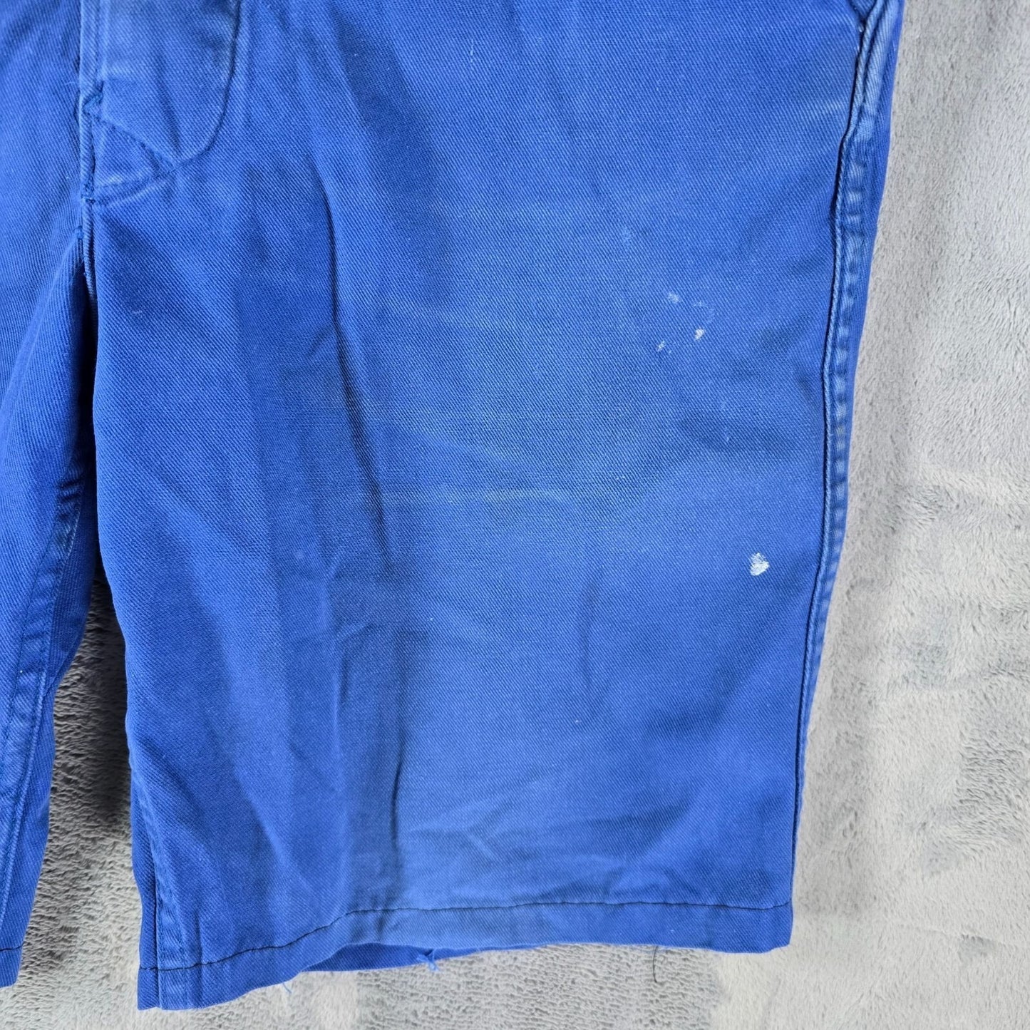 Thrashed 1970s Vetements Le Mont Carmel Blue French Workwear Shorts (32" waist)