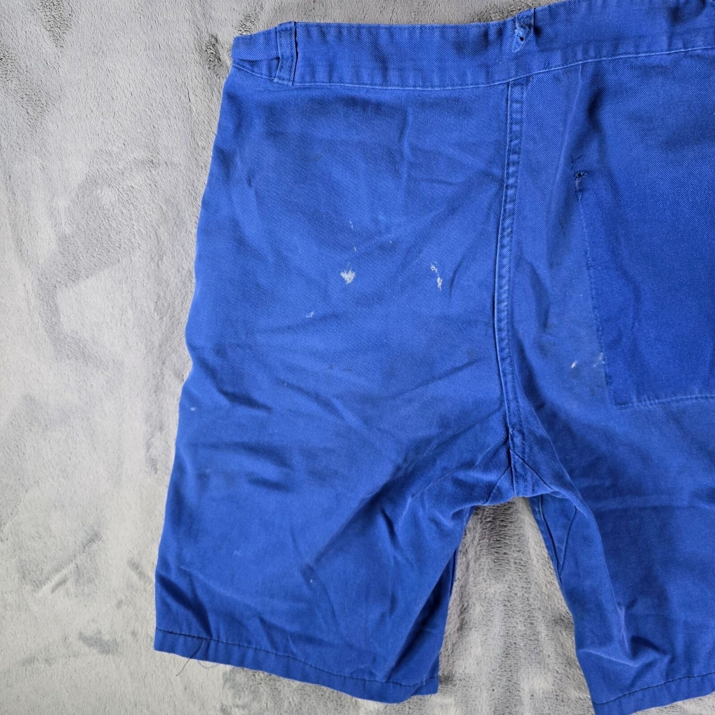 Thrashed 1970s Vetements Le Mont Carmel Blue French Workwear Shorts (32" waist)