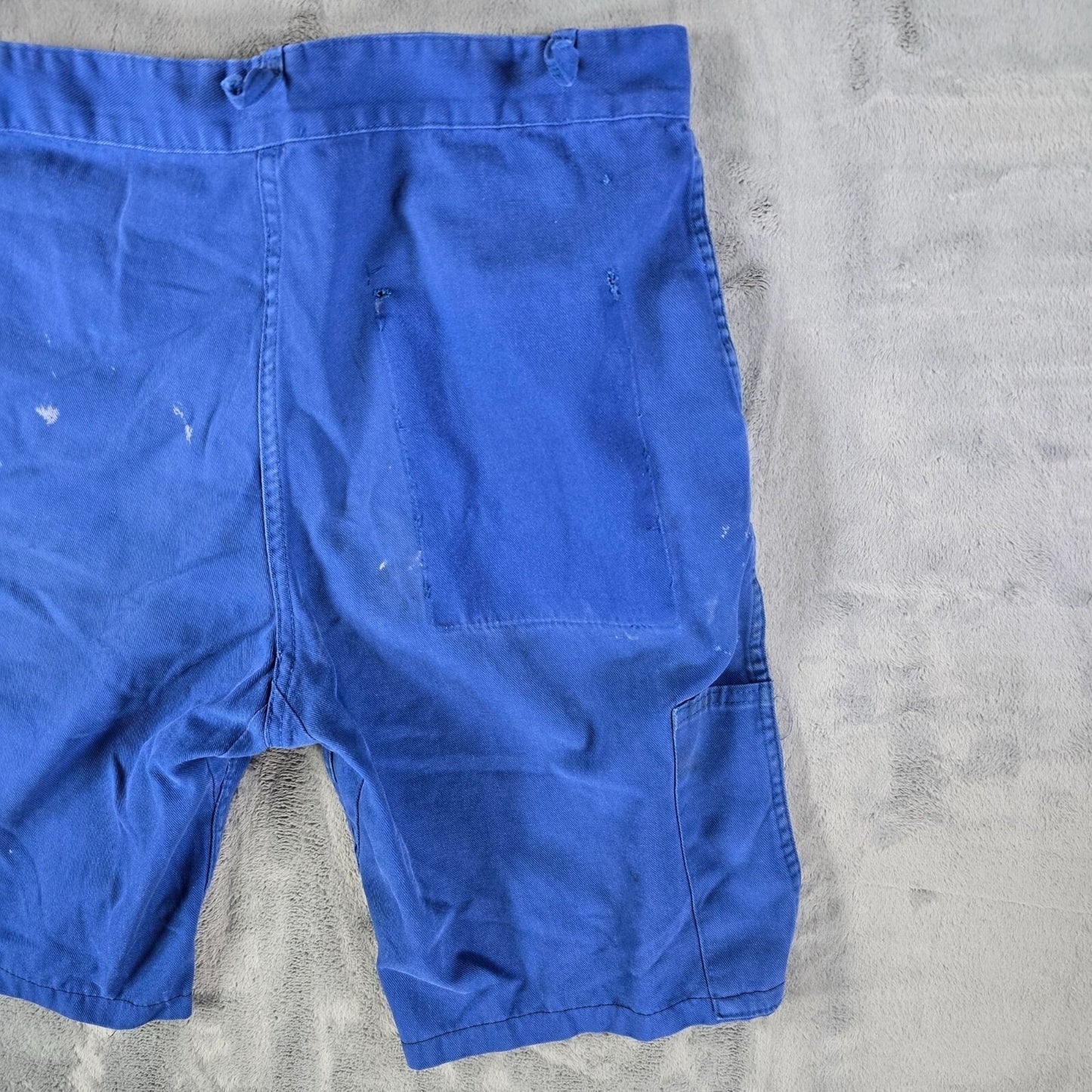Thrashed 1970s Vetements Le Mont Carmel Blue French Workwear Shorts (32" waist)