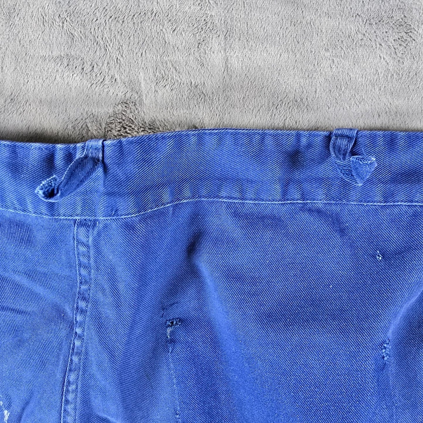 Thrashed 1970s Vetements Le Mont Carmel Blue French Workwear Shorts (32" waist)