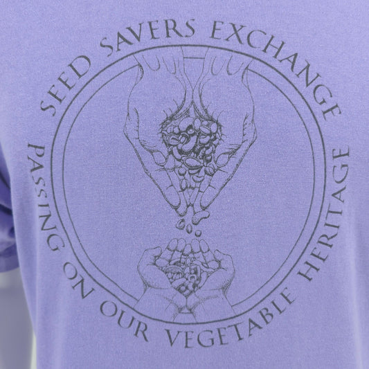 Vintage 1990s Fruit of the Loom Lavender Seed Savers Exchange T-Shirt (L/XL)