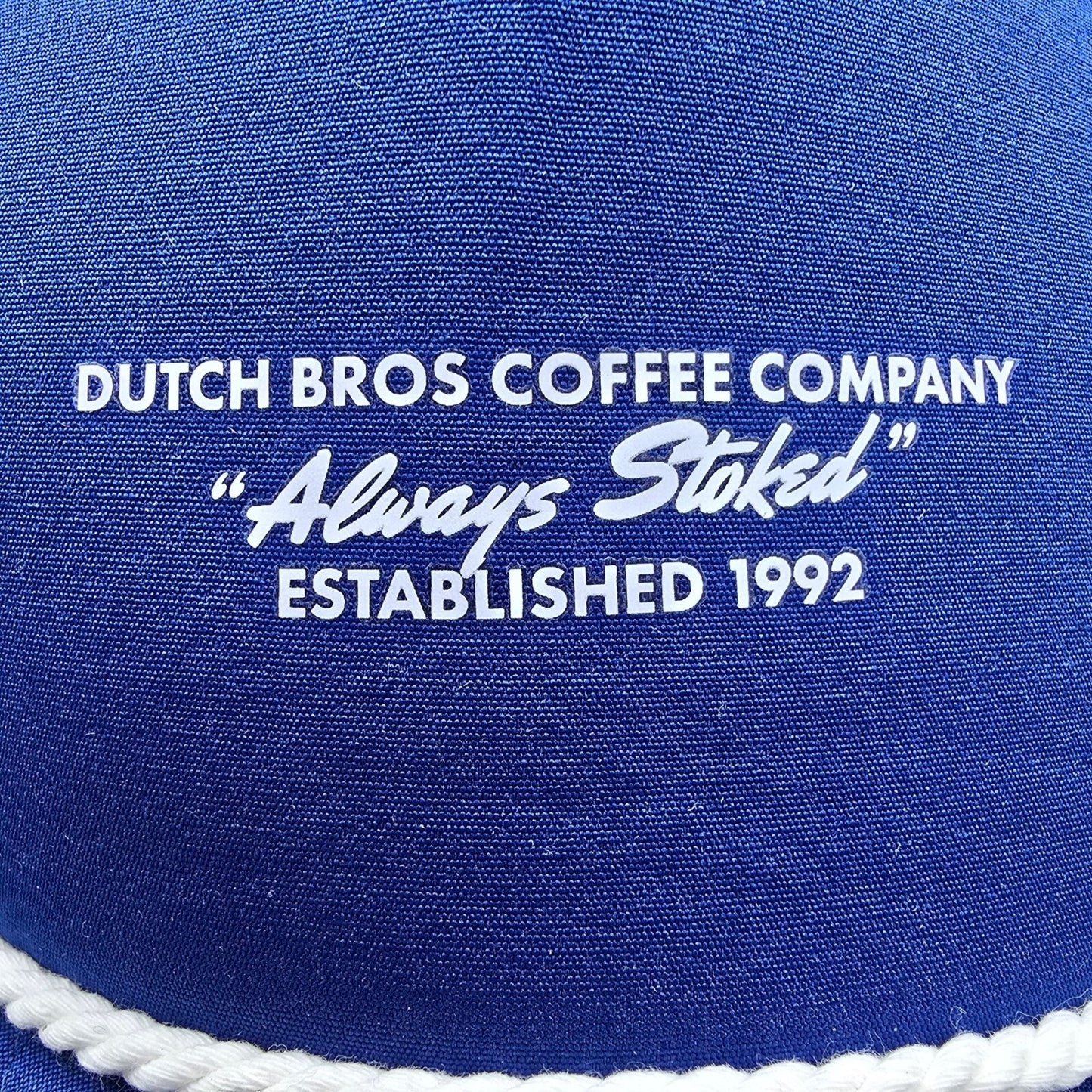 Dutch Bros Coffee Company "Always Stoked" Blue Snapback Rope Brim Trucker Hat