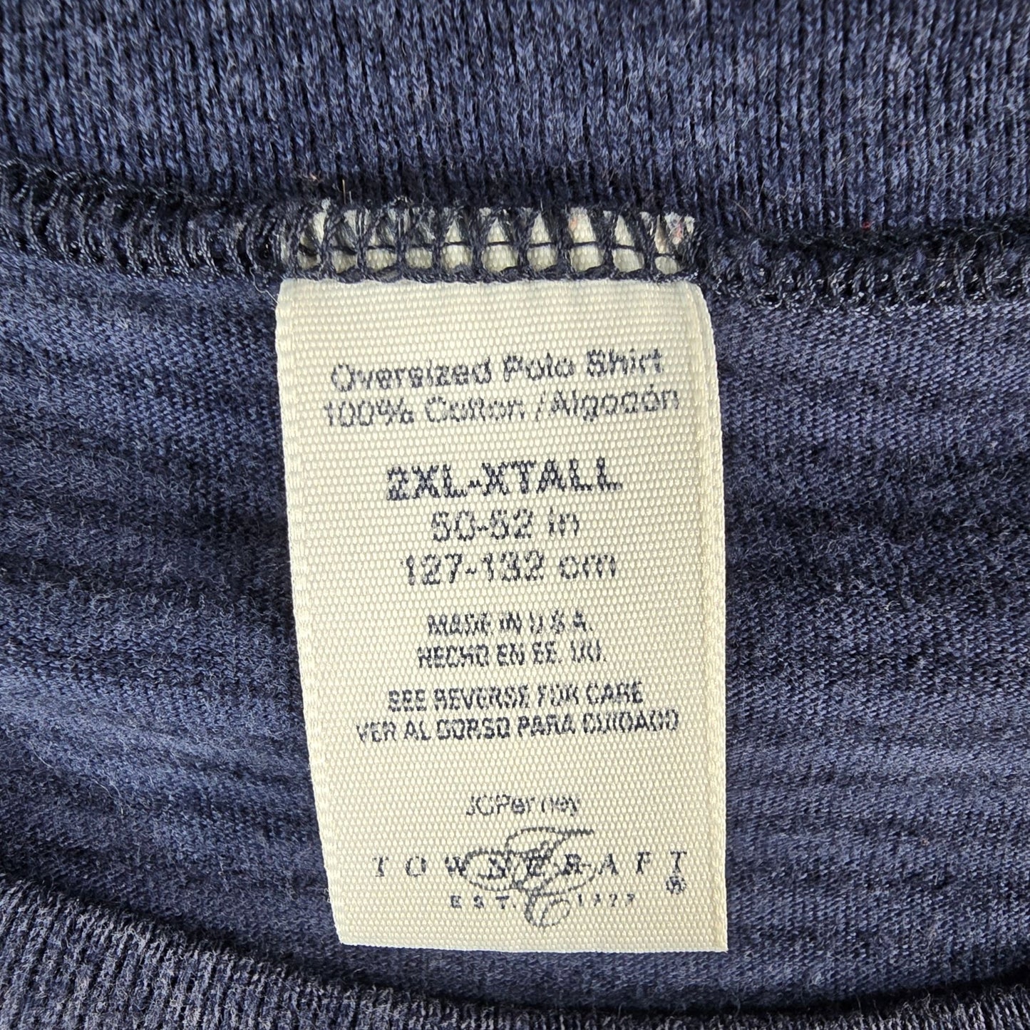 Vintage 1990s Towncraft Big and Tall Navy Blue Striped Pocket T-Shirt (2XLT)