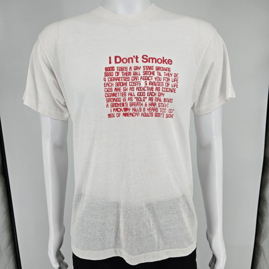 Vintage 1980s Fruit of the Loom "I Don't Smoke" Anti-Smoking PSA T-Shirt (M)