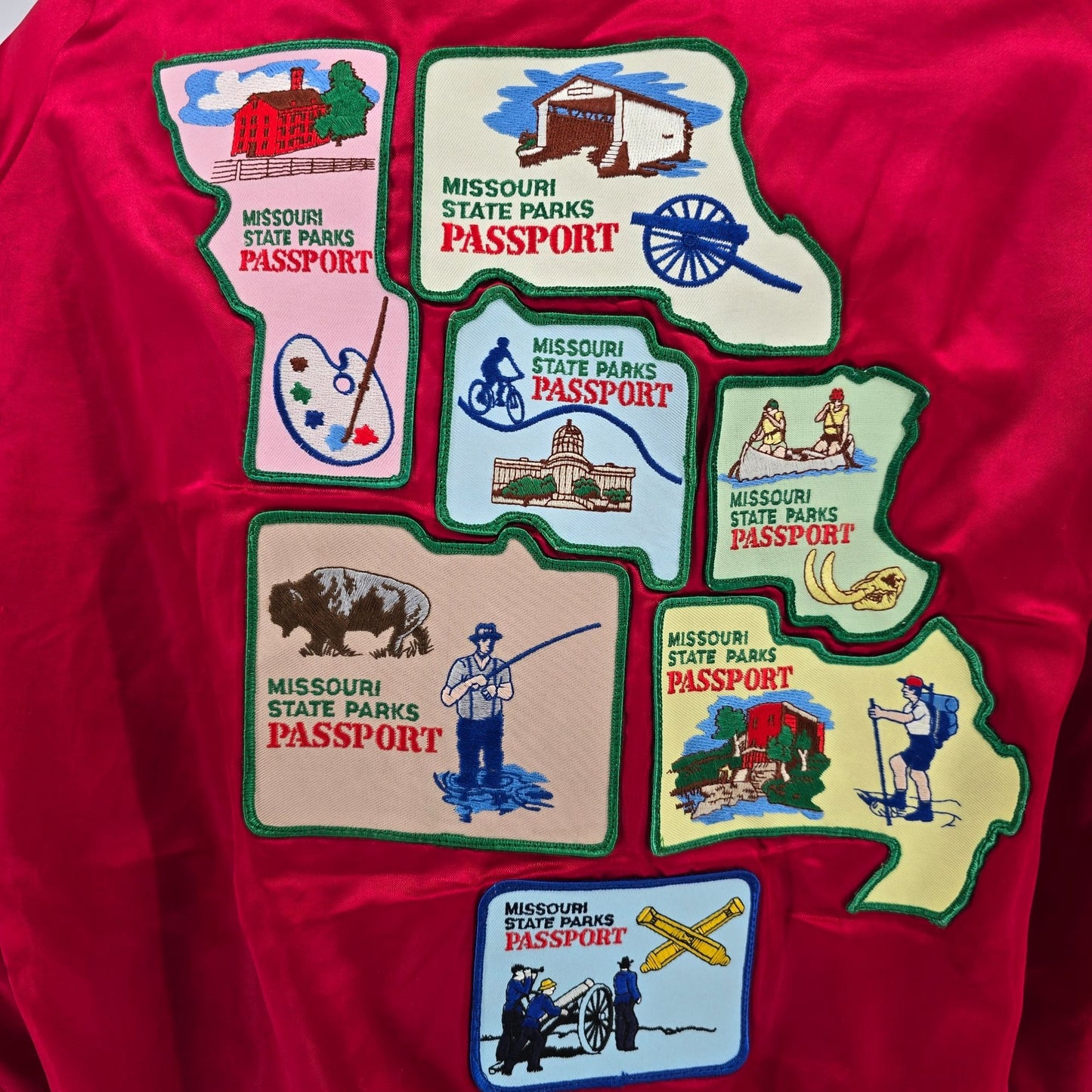 Vintage 1990s WestArk "Lynn" Missouri State Parks Passport Satin Jacket (2XL)