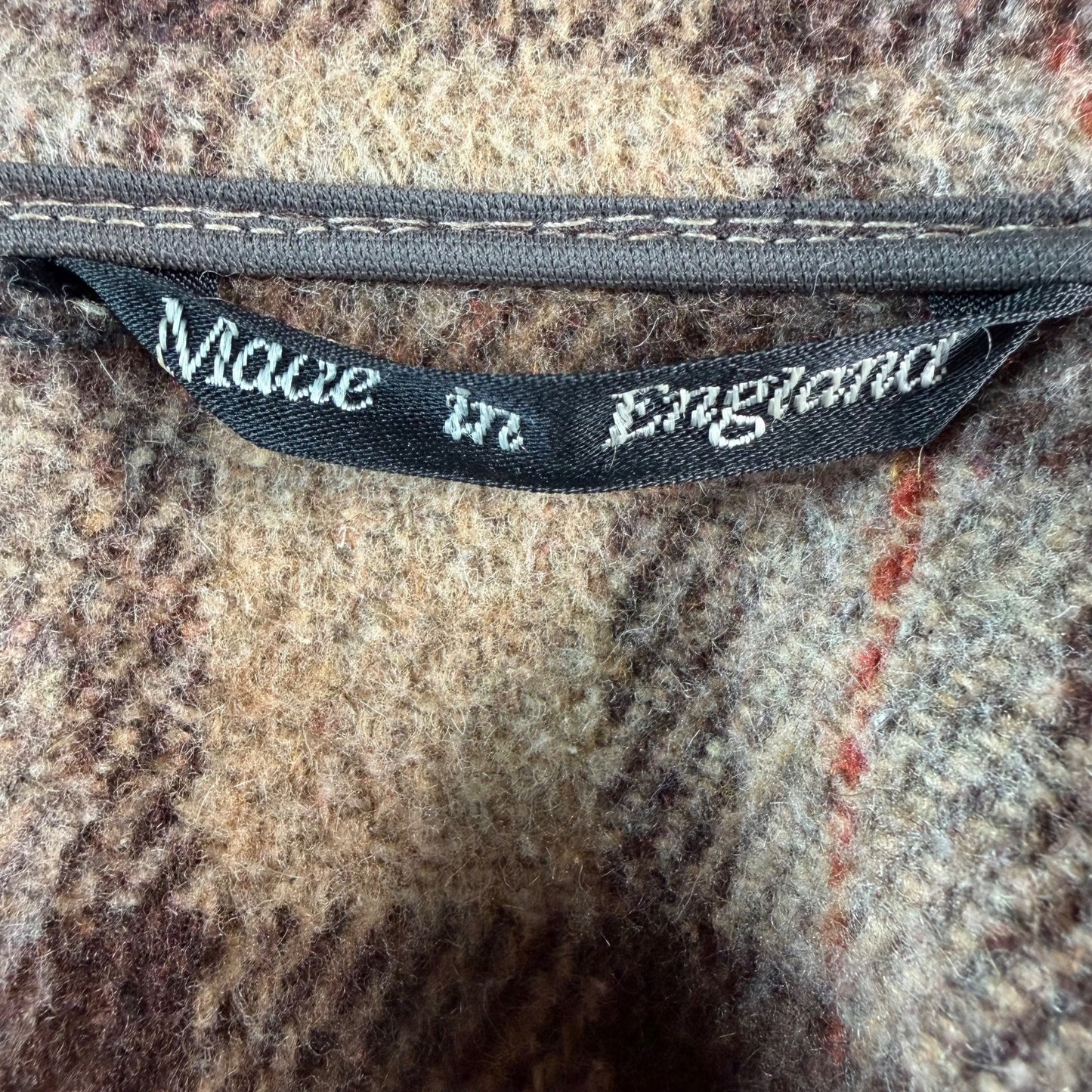 Vintage 1980s Made in England Tan Wool-Blend Hooded Duffle Coat (Size 14/XL)