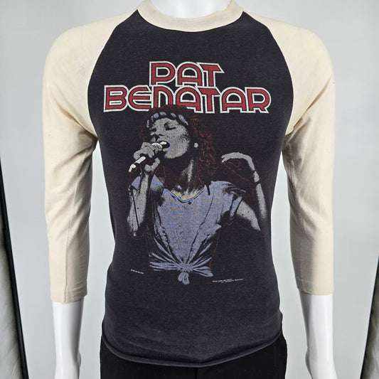 Vintage 1980s Pat Benatar Crimes of Passion Tour Raglan Concert T-Shirt (XS/S)