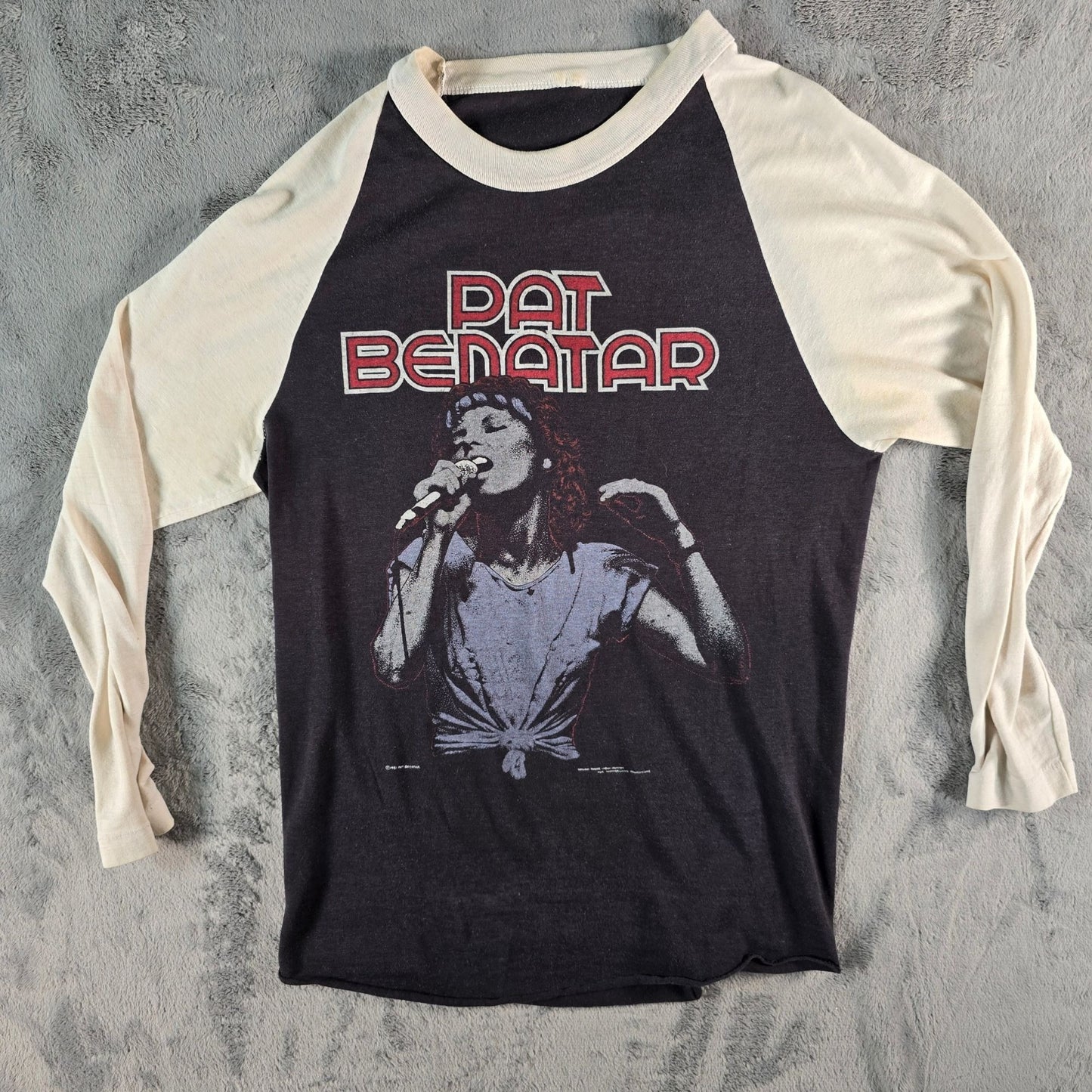 Vintage 1980s Pat Benatar Crimes of Passion Tour Raglan Concert T-Shirt (XS/S)