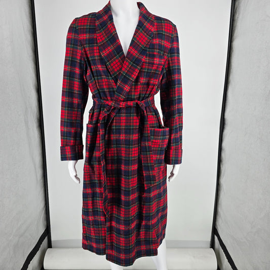 Vintage 1970s Pendleton Macphereson Red Tartan Virgin Wool Belted Robe (M)
