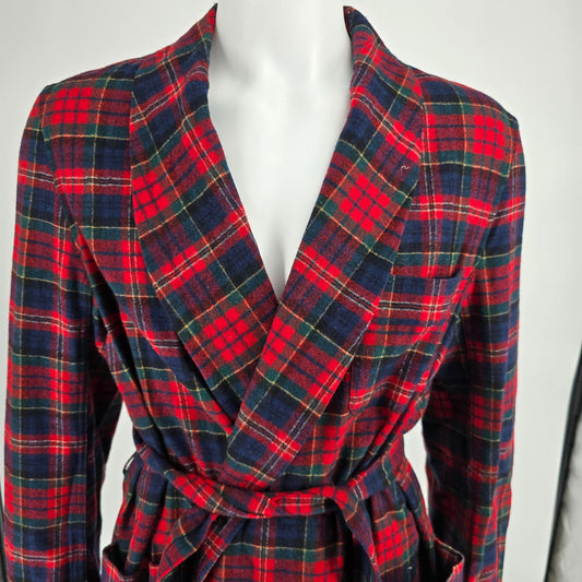 Vintage 1970s Pendleton Macphereson Red Tartan Virgin Wool Belted Robe (M)