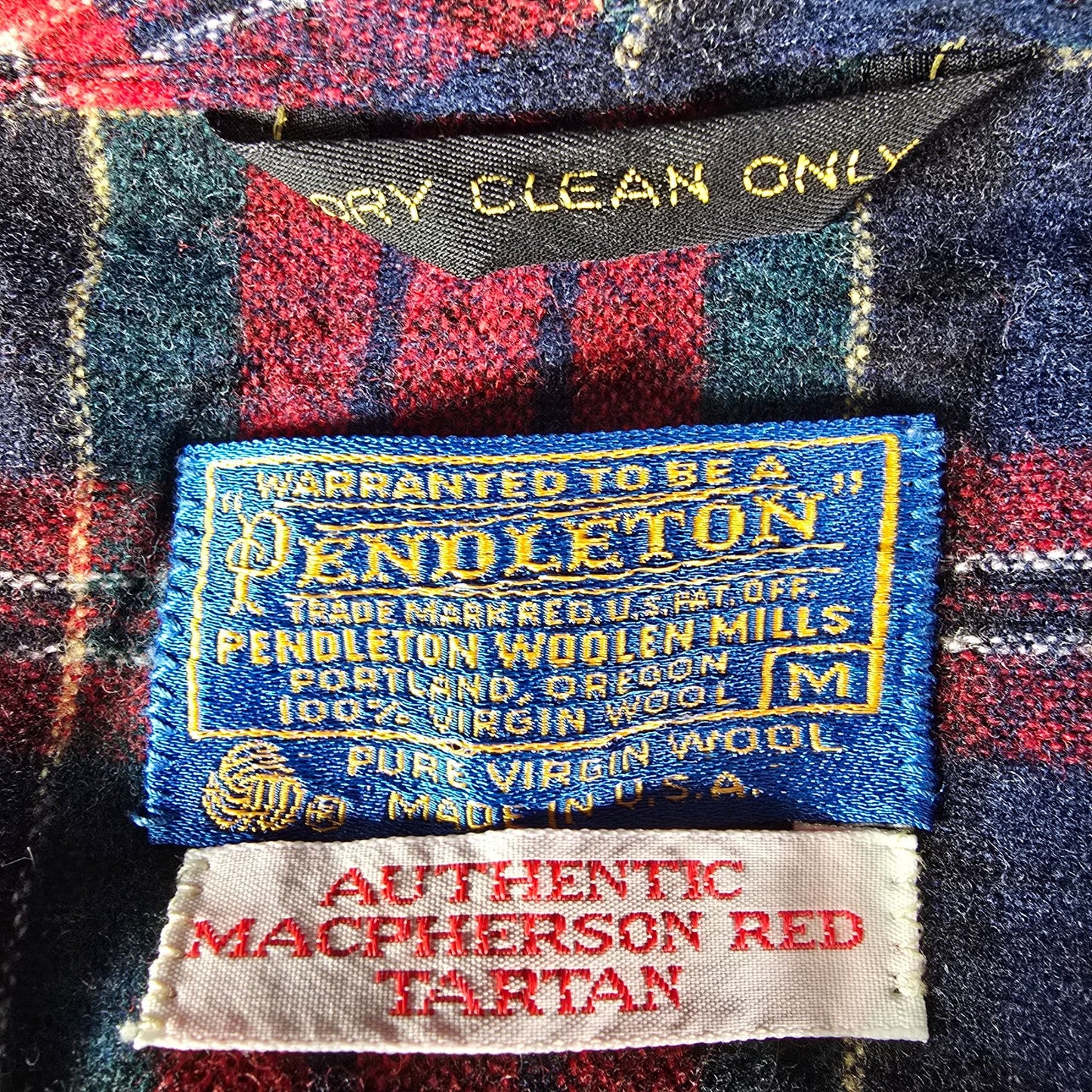 Vintage 1970s Pendleton Macphereson Red Tartan Virgin Wool Belted Robe (M)