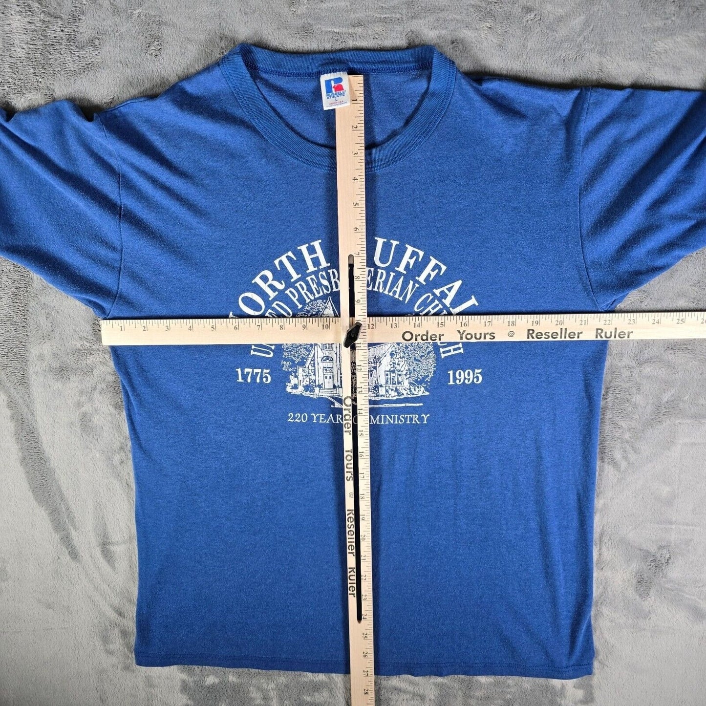 Vintage 1995 Blue North Buffalo United Presbyterian Church 200 Years T-Shirt (L)
