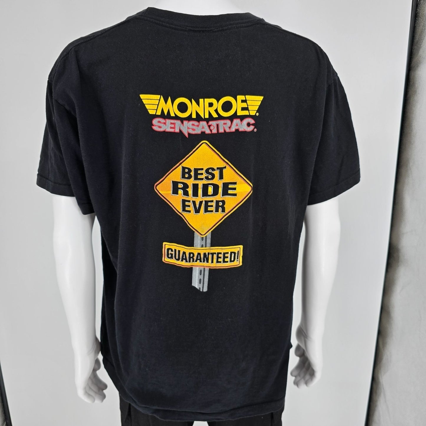 Distressed Vintage 1990s Monroe SensaTrac Shocks & Struts Pocket T-Shirt (XL)