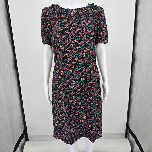 Vintage 1980s Maggy London Neiam Marcus Silk Floral Day Dress (Size 10/M)