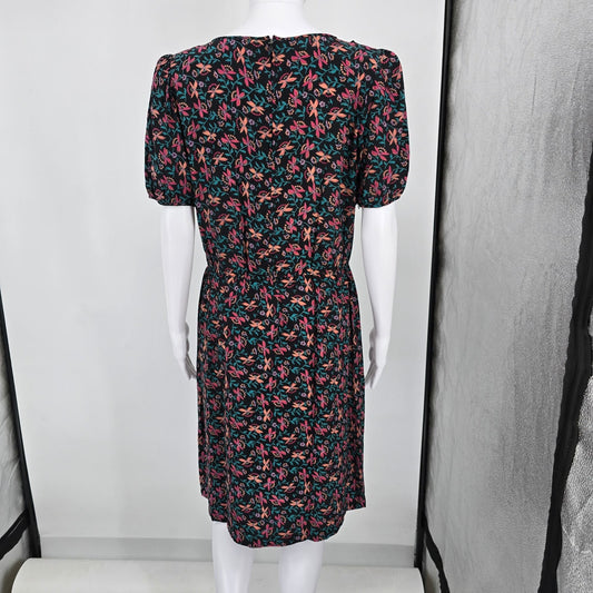 Vintage 1980s Maggy London Neiam Marcus Silk Floral Day Dress (Size 10/M)
