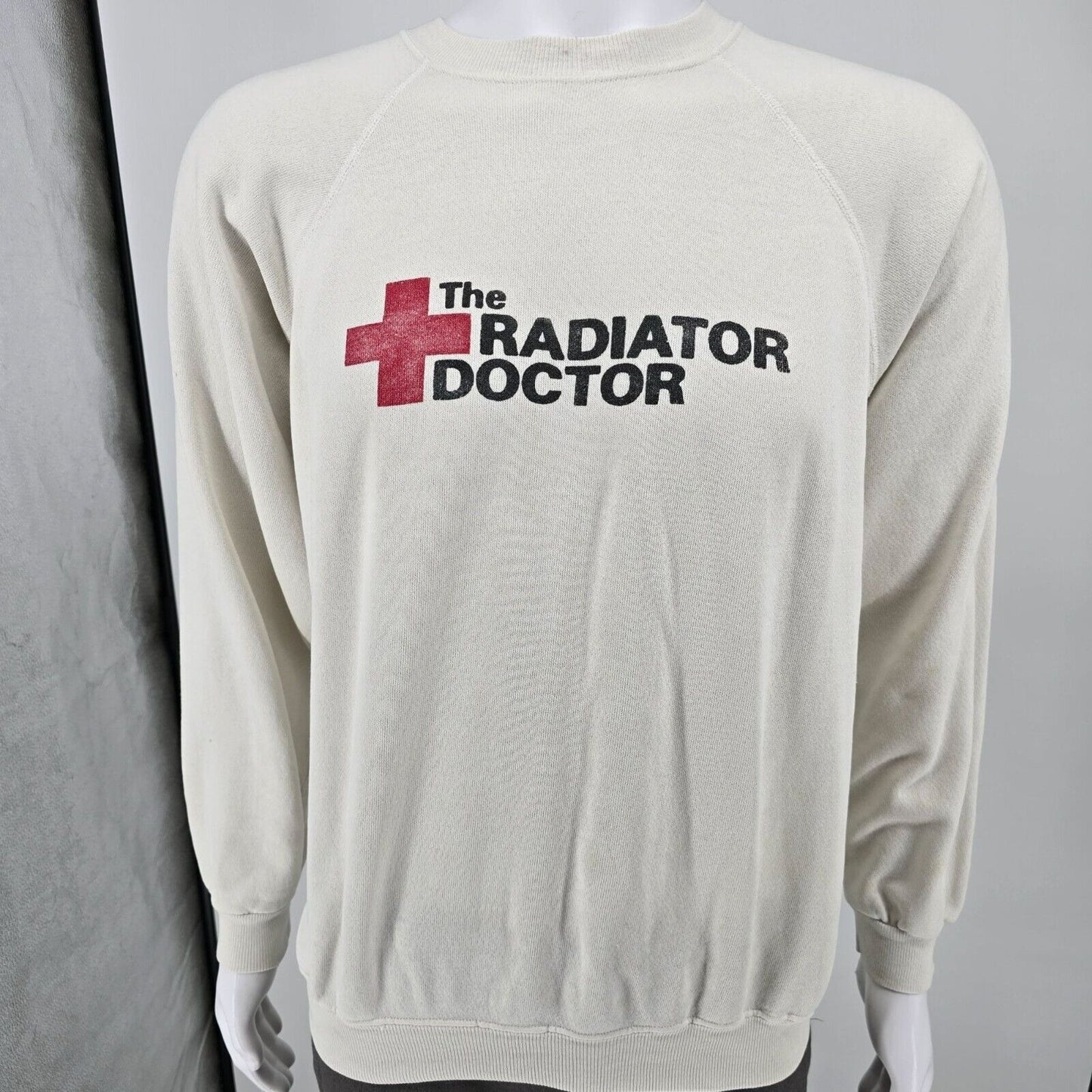 Vintage 1980s Hanes The Radiator Doctor White Promotional Sweatshirt (XL)
