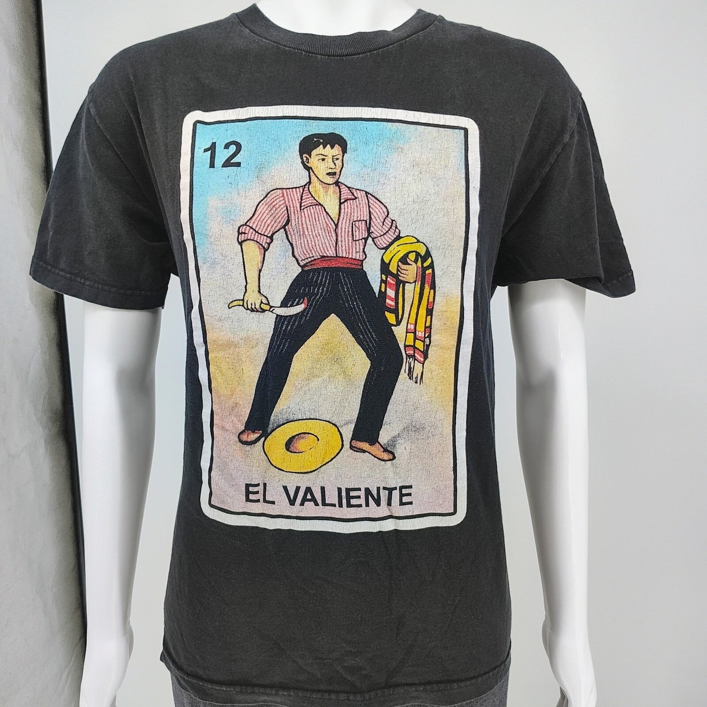 El Valiente The Brave One Card Mexican Bingo Graphic T-Shirt (Large)