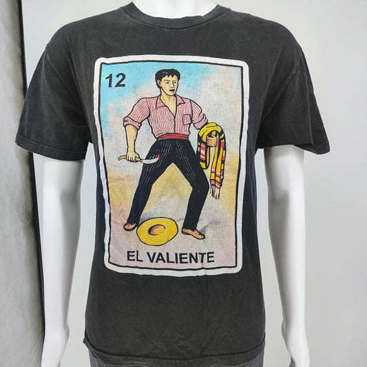 El Valiente The Brave One Card Mexican Bingo Graphic T-Shirt (Large)