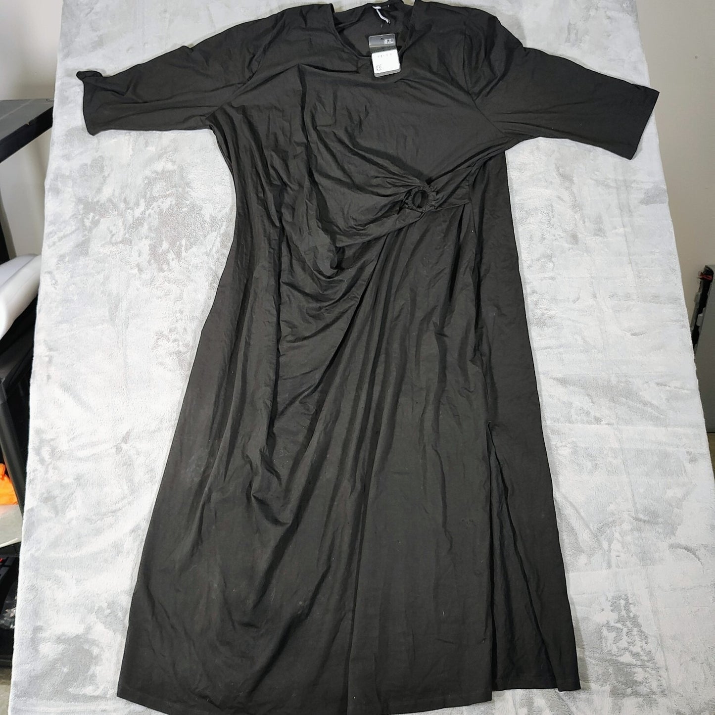 NWT Ulla Popken Black Scoop Neck 3/4 Sleeve Maxi Dress (Size 28/30) *Shelf Wear*