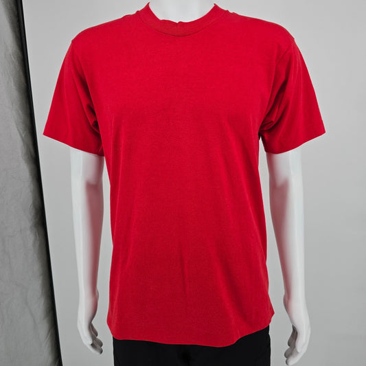 Vintage Early 1990s Screen Stars Best True Red Blank Single Stitch T-Shirt (M)