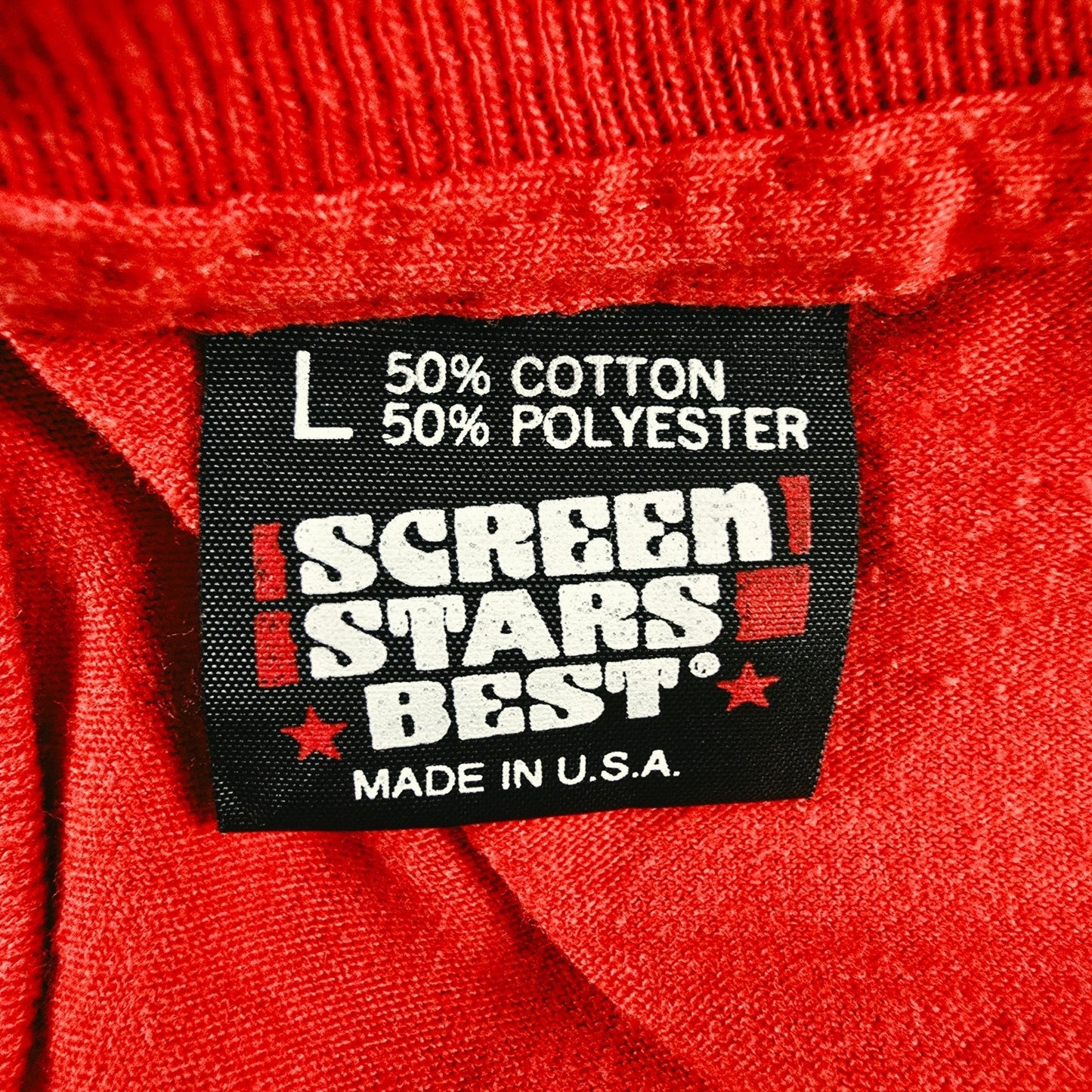Vintage Early 1990s Screen Stars Best True Red Blank Single Stitch T-Shirt (M)