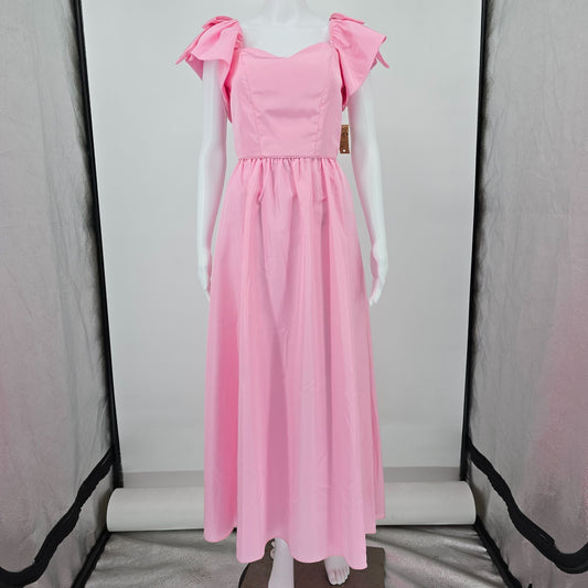 Vintage 1980s Pink Taffeta Puff Sleeve Formal Party Gown/Prom Dress (XS)