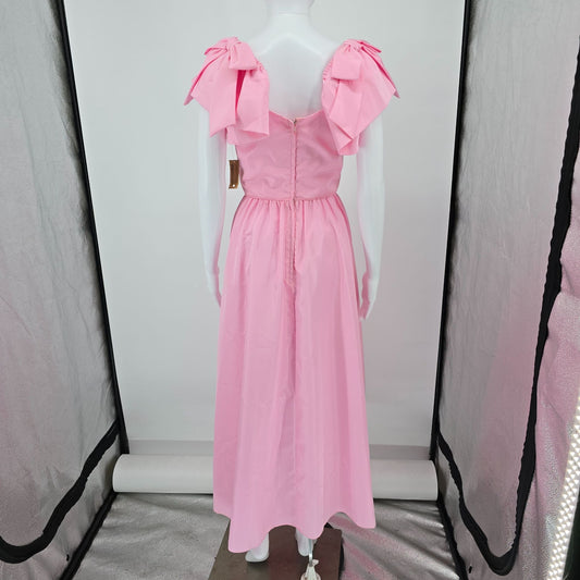 Vintage 1980s Pink Taffeta Puff Sleeve Formal Party Gown/Prom Dress (XS)