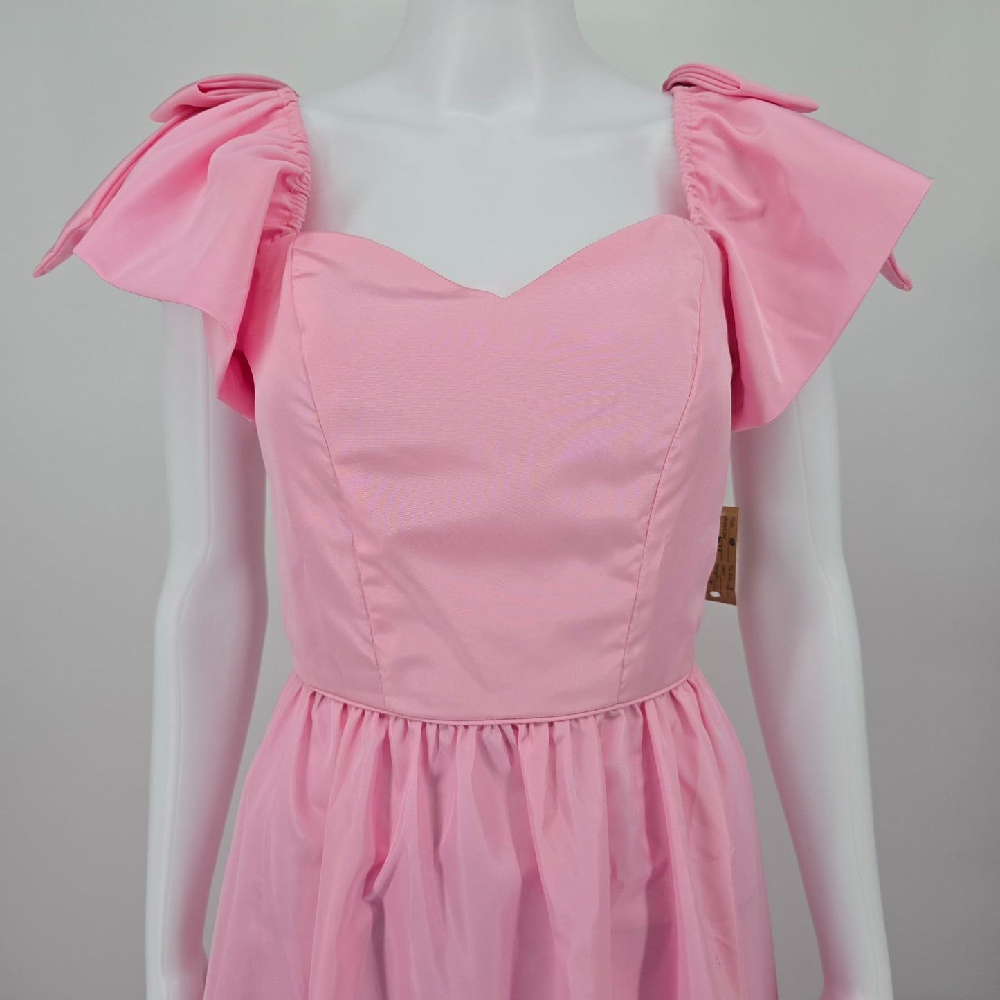 Vintage 1980s Pink Taffeta Puff Sleeve Formal Party Gown/Prom Dress (XS)