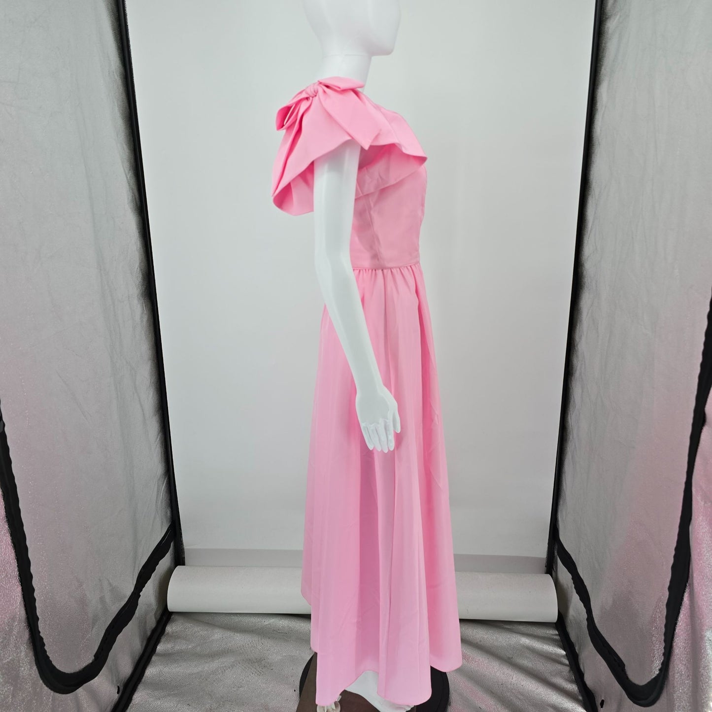 Vintage 1980s Pink Taffeta Puff Sleeve Formal Party Gown/Prom Dress (XS)