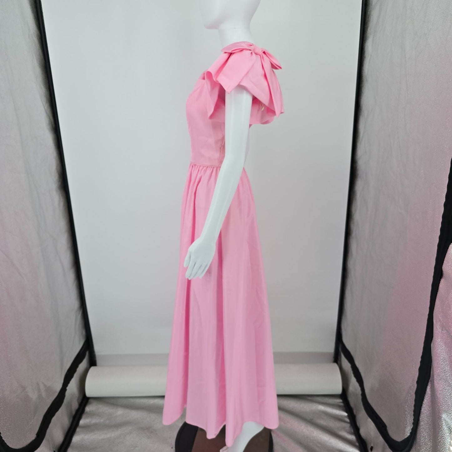 Vintage 1980s Pink Taffeta Puff Sleeve Formal Party Gown/Prom Dress (XS)