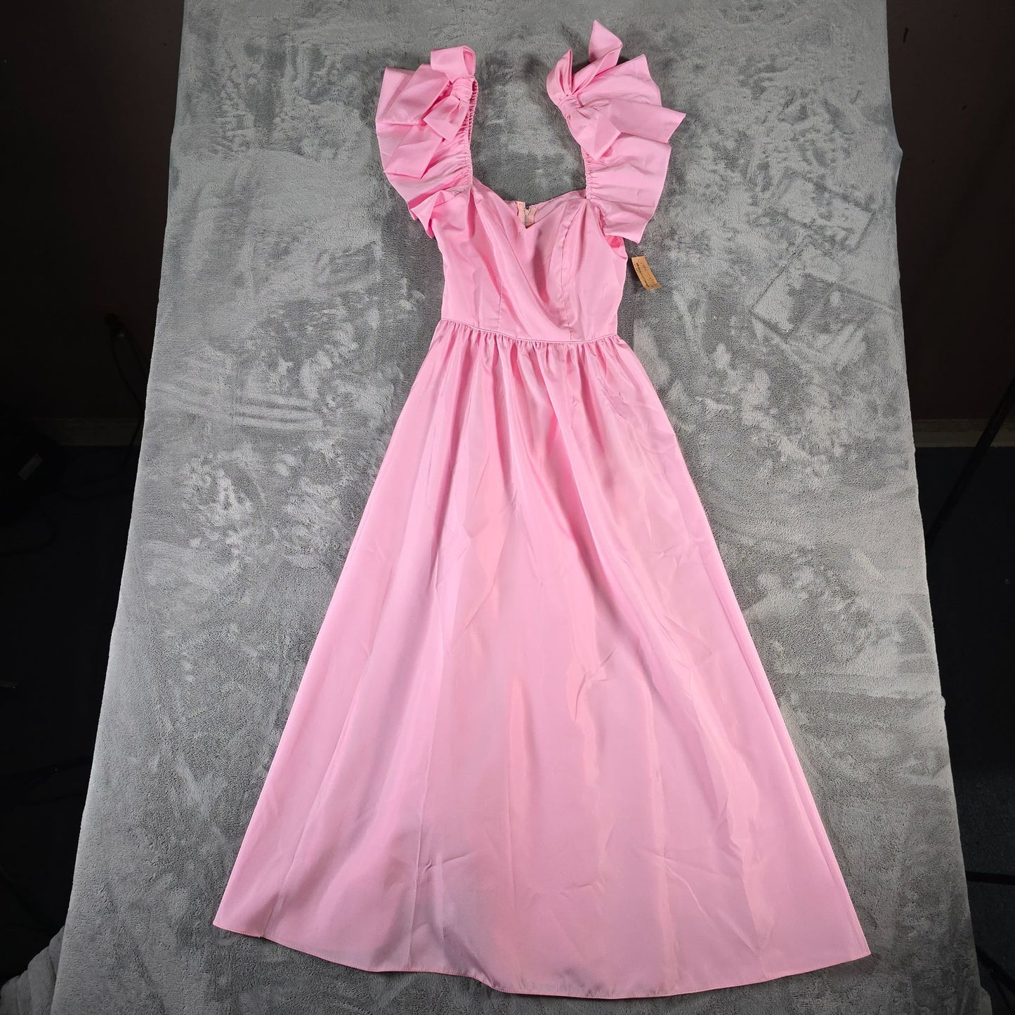 Vintage 1980s Pink Taffeta Puff Sleeve Formal Party Gown/Prom Dress (XS)